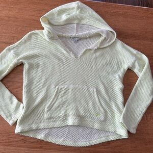 American Eagle GUC green and white knit pullover vneck hoodie sz S, 22” p2p